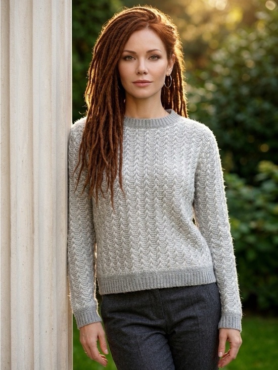 Unbranded Sweaters - 2296 - Textured Crewneck Sweater in Light Gray
